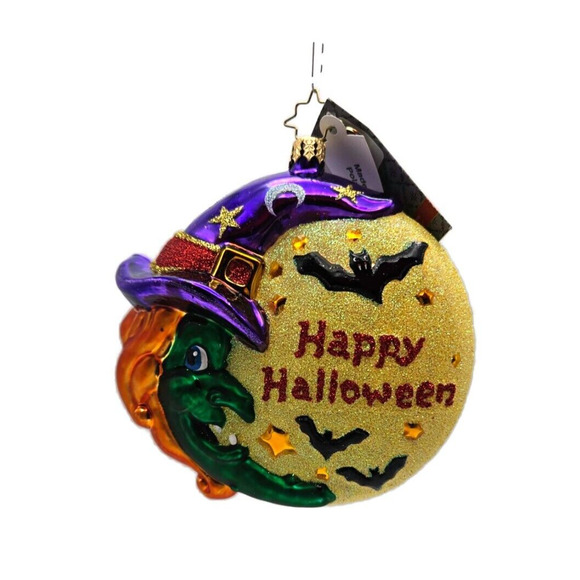 Christopher Radko Bewitched Halloween Medallion Witch Bat Ornament 1015966 - Picture 1 of 10